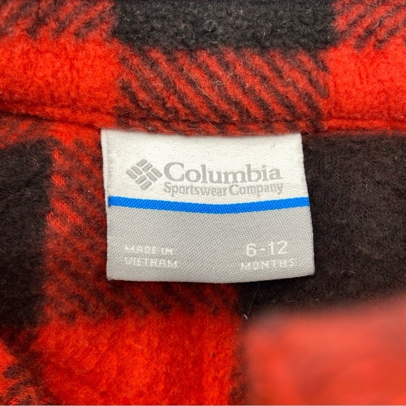 Columbia Plaid Fleece Jacket Girls Boys Size 6-12 months Red And Black Full Zip - Picture 5 of 7